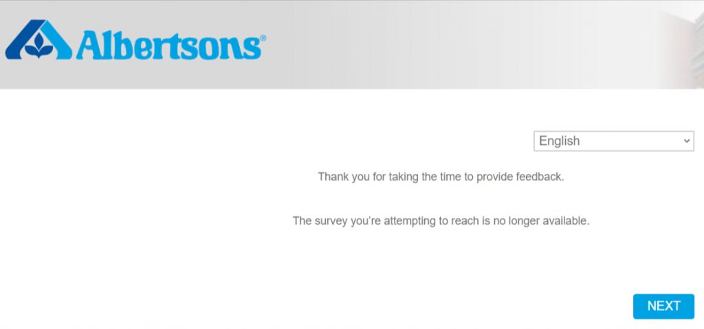 Albertsons Survey Page Image