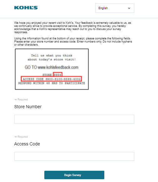Kohls Feedback Survey Image