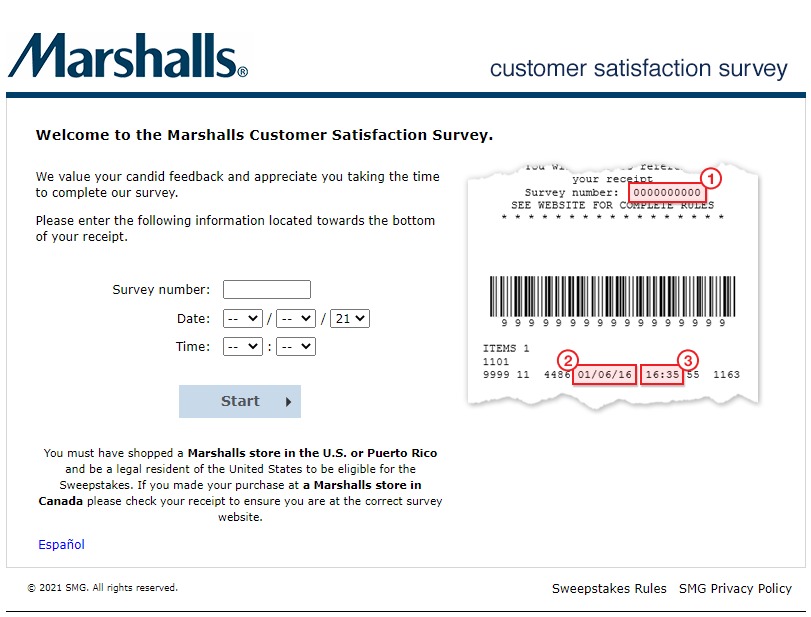 Marshalls survey questions image