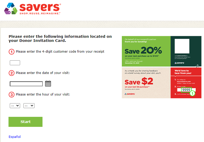 Savers Donor Invitation Card Survey Image