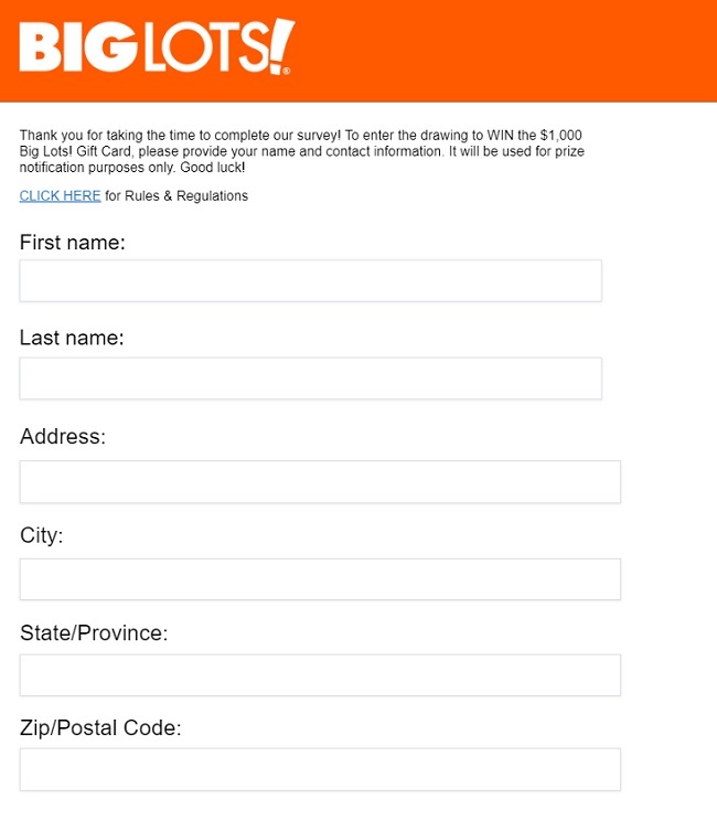 big lots store experience survey contact details image