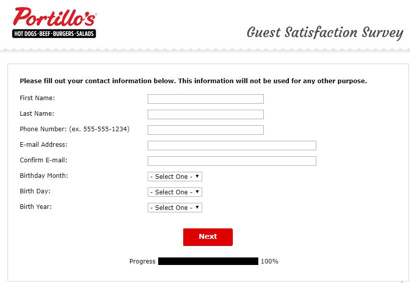 portillos.com/survey contact details image