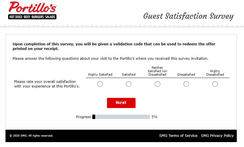 portillos survey questions image