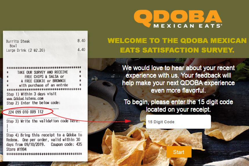 qdoba customer satisfaction survey code entry image