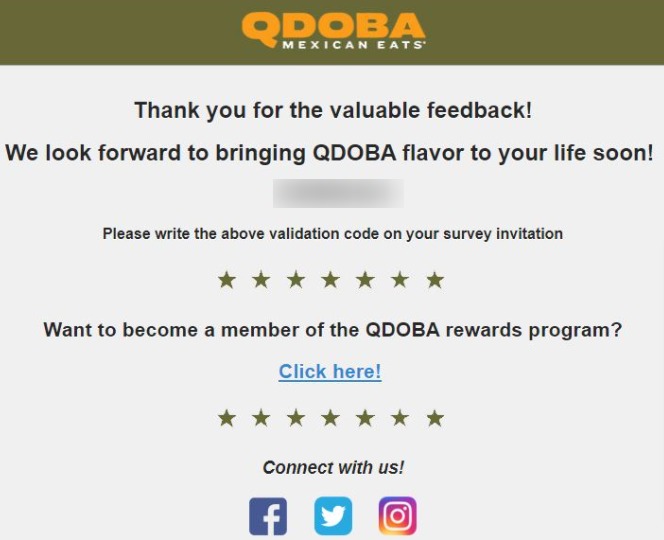 qdoba survey validation code image