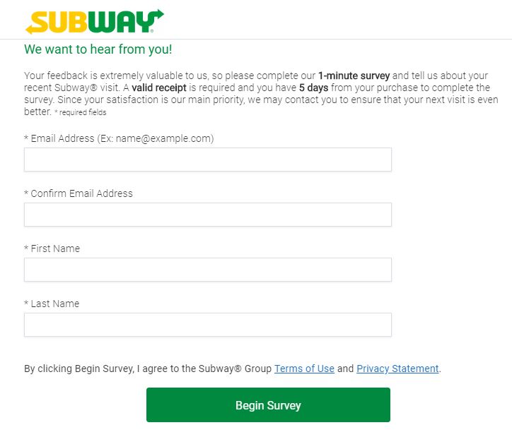 tellsubway survey page image