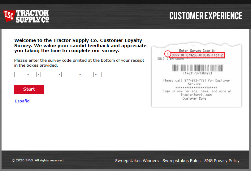 telltractorsupply.com survey page image