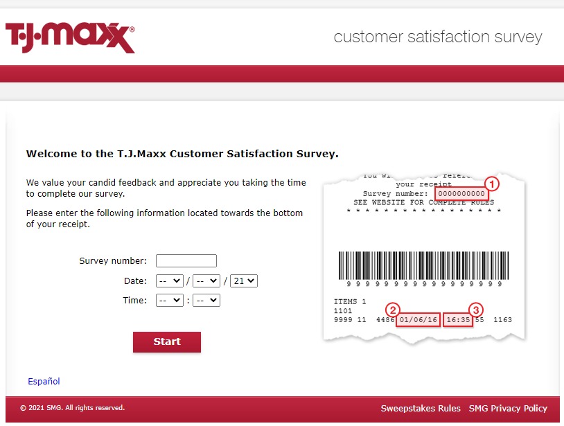 tjmaxxfeedback survey page image