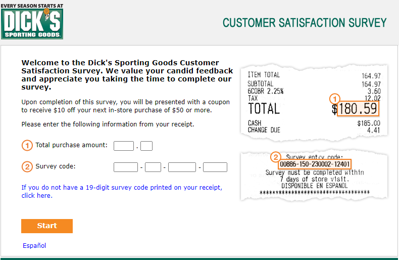 Dick's Sporting Goods Customer Survey Image