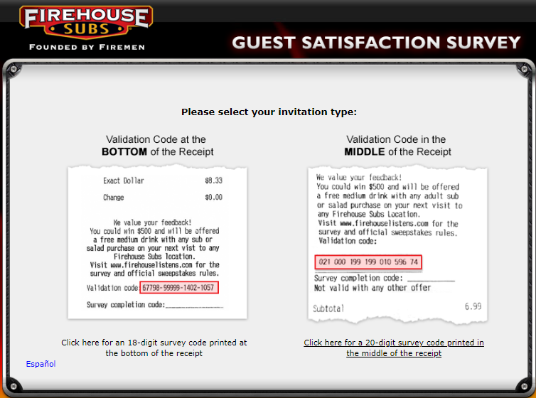 Firehouse Subs Validation Code Image