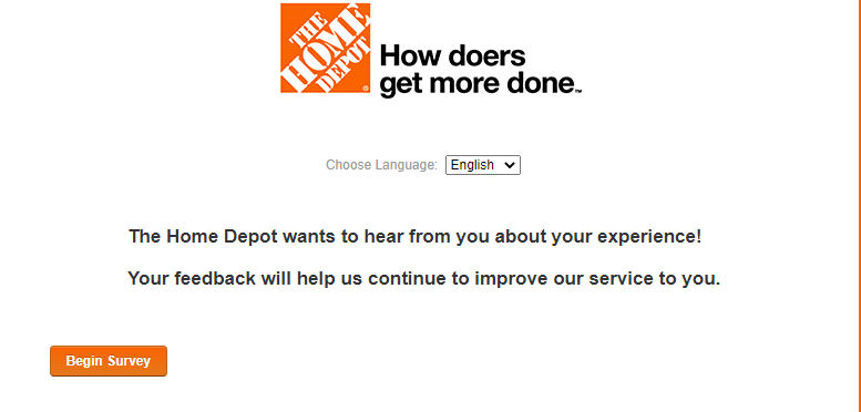 Home Depot Customer Satisfaction Survey Home Page Image