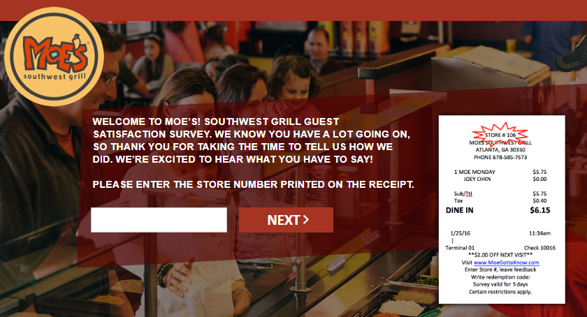 Moes Online Survey Store Number Image