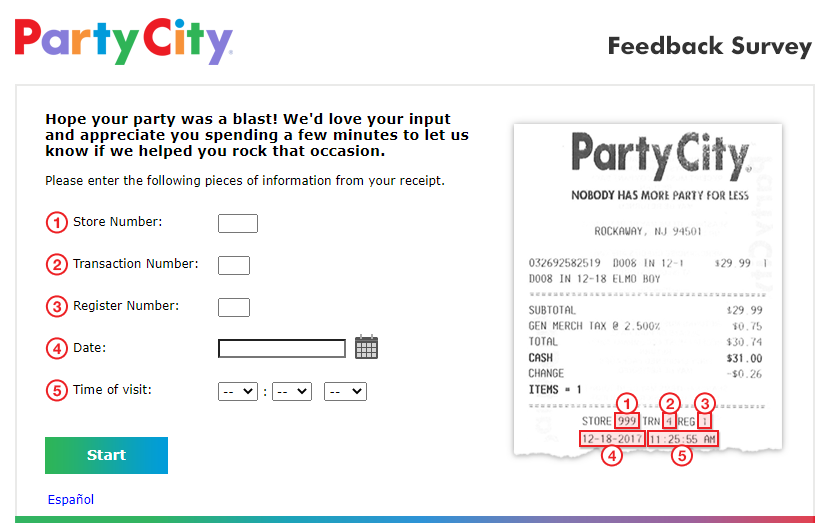 PartyCityFeedback customer satisfaction survey image