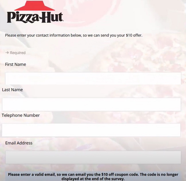 Tell Pizza Hut Contact Info Image