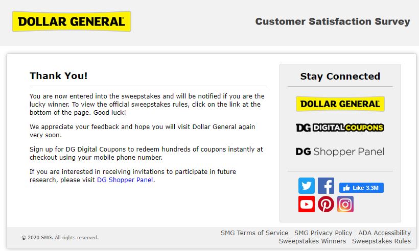 Dollar General Guest Experience Feedback Sweepstakes Entry Image