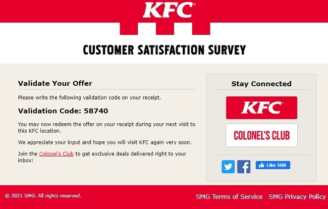 My KFC Go Cup Reward Validation Coupon Code