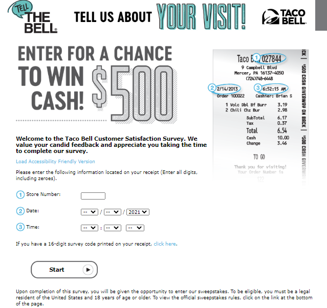 Taco Bell Survey Without Survey Code Image