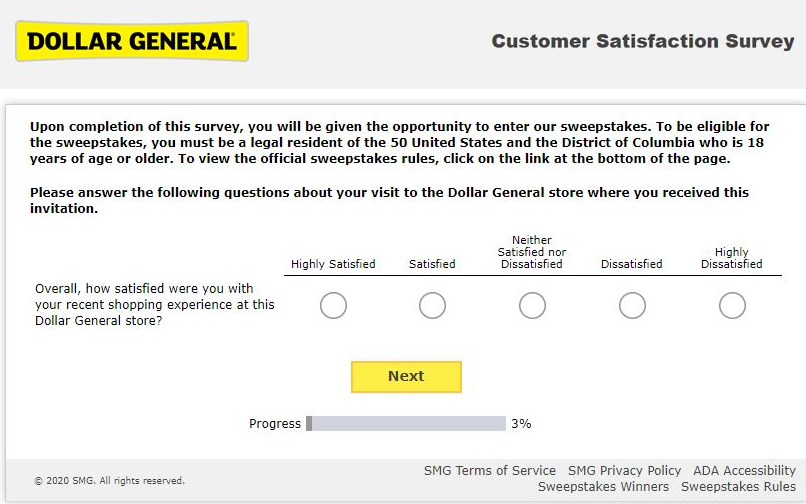 dgcustomerfirst com Survey Questionnaire Image