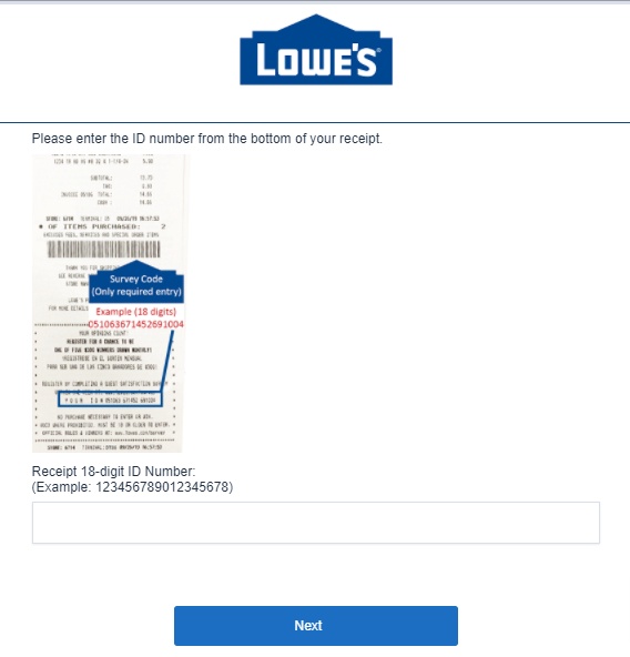 www.lowes.com/survey Enter Receipt Details Image